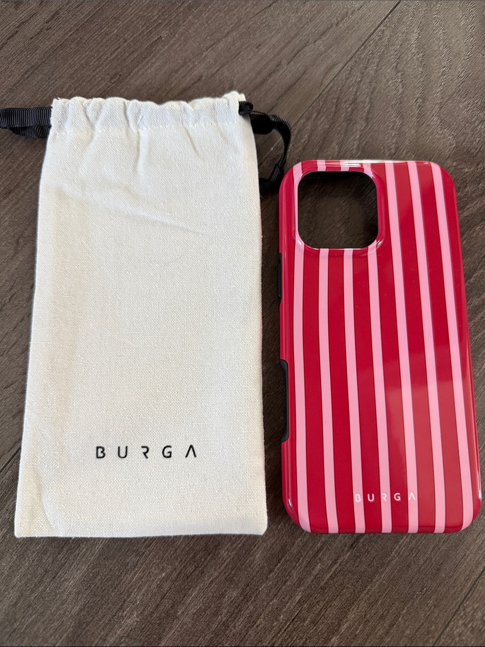 Burga Red & Pink Striped Glossy iPhone Case